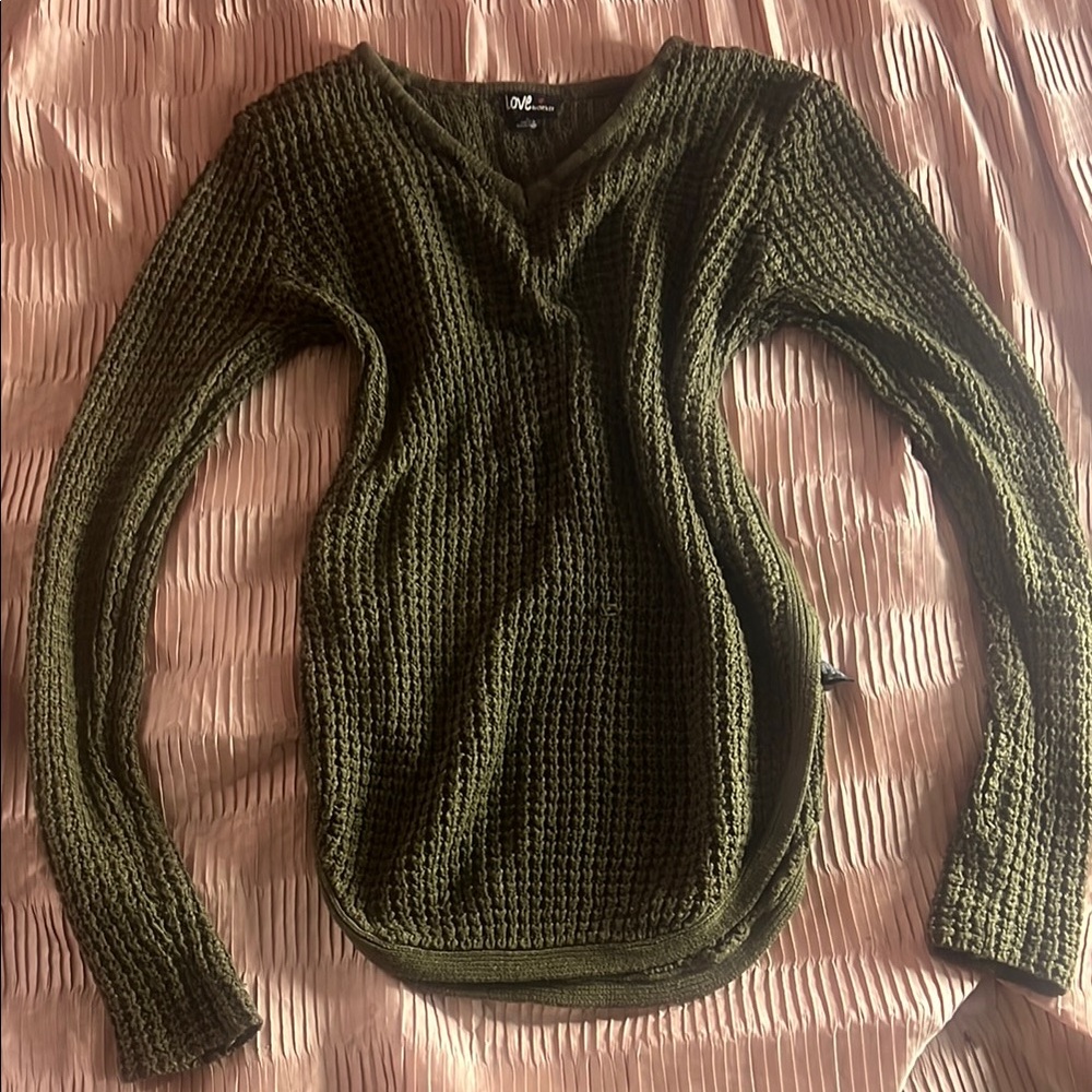 Love by Chelsey Green V-Neck Sweater with Ribbed Texture